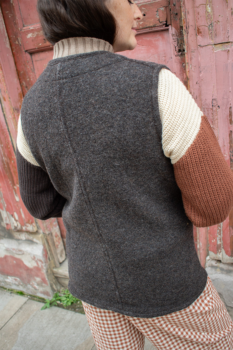 Soeur Chicago Mottle Brown Sleeveless Jacket - The Mercantile London