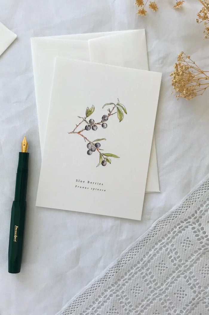Annie Brougham Sloe Berries Botanical Illustration Card - The Mercantile London