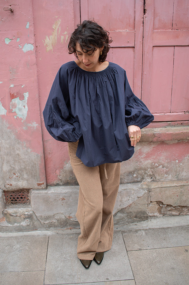 Maison Anana Philise Navy Blouse - The Mercantile London