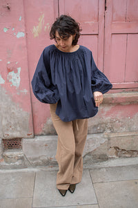 Maison Anana Philise Navy Blouse - The Mercantile London