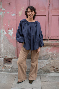 Maison Anana Philise Navy Blouse - The Mercantile London