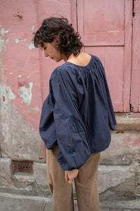 Maison Anana Philise Navy Blouse - The Mercantile London