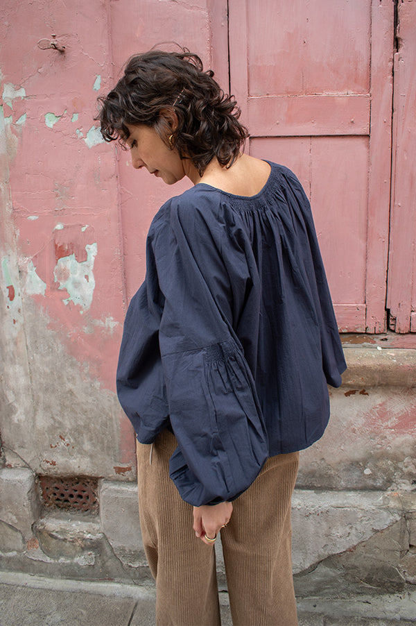 Maison Anana Philise Navy Blouse - The Mercantile London
