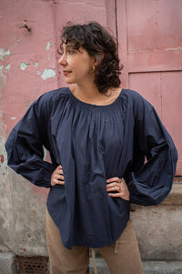 Maison Anana Philise Navy Blouse - The Mercantile London