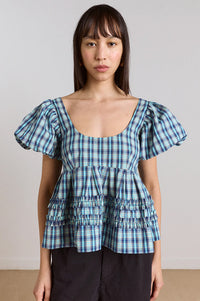 Damson Madder Summer Joy Tomboy Check Blouse - The Mercantile London