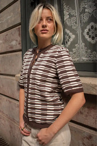 Object Esila Brown And Birch Short Sleeve Cardigan