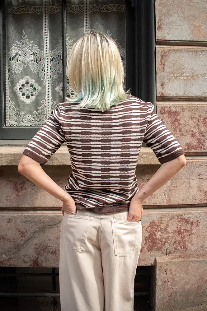 Object Esila Brown And Birch Short Sleeve Cardigan