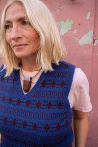 Soeur Ileana Blue And Purple Jacquard Vest