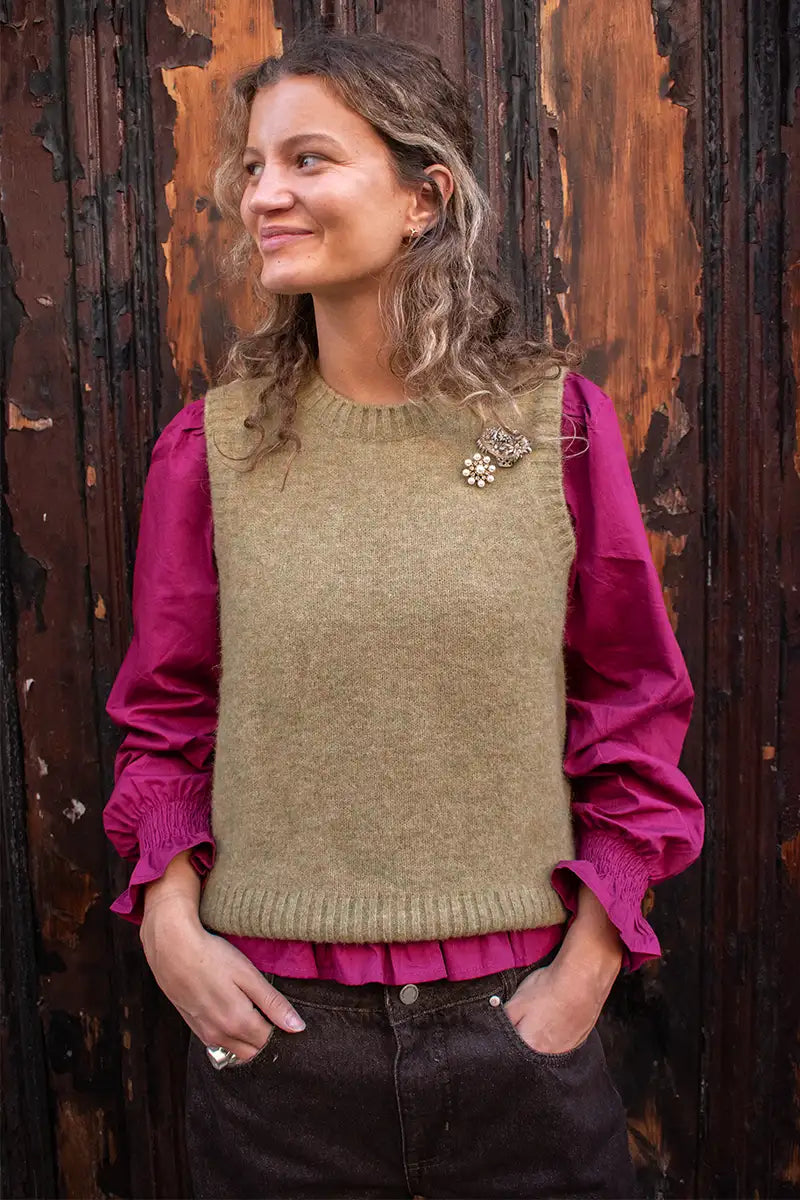 Soeur Namaste Sage Wool Vest - The Mercantile London