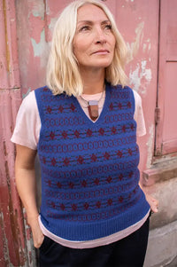 Soeur Ileana Blue And Purple Jacquard Vest