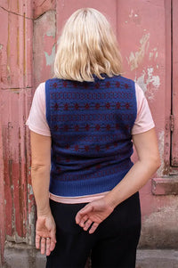 Soeur Ileana Blue And Purple Jacquard Vest