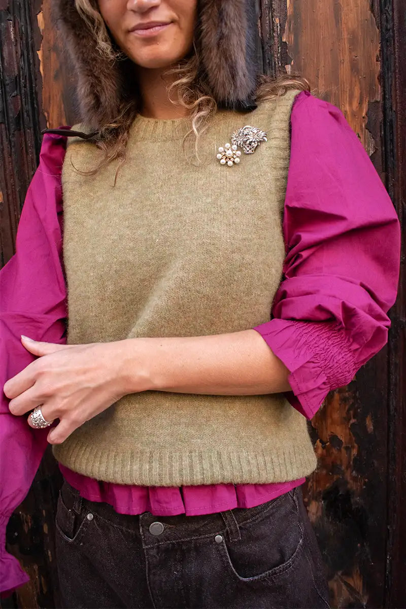 Soeur Namaste Sage Wool Vest - The Mercantile London