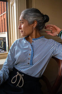 Emile Et Ida Evania Navy Striped T-Shirt