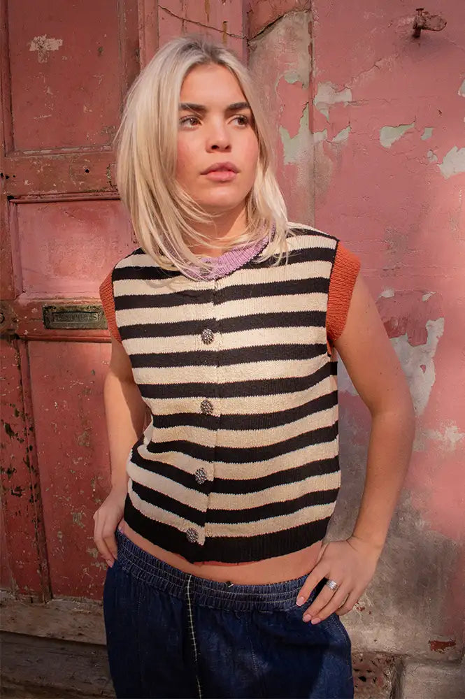 Sophie + Lucie Sailor Striped Knitted Vest - The Mercantile London