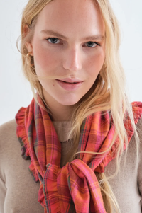 Compania Fantastica Pink Plaid Scarf