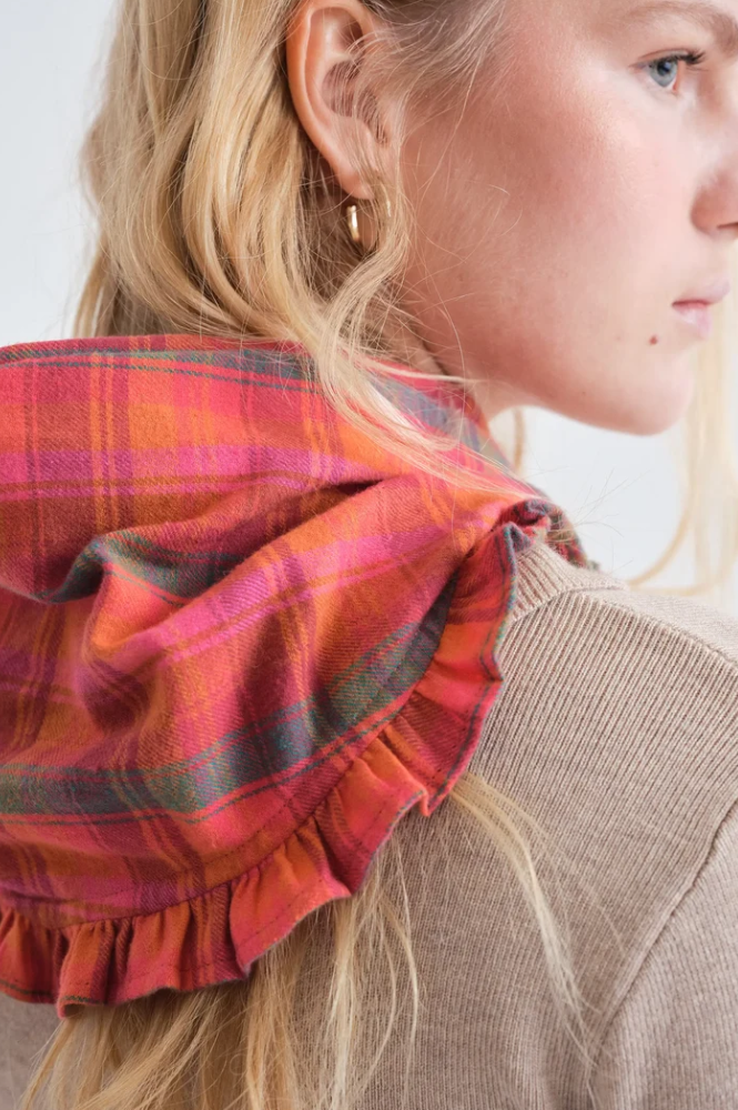 Compania Fantastica Pink Plaid Scarf