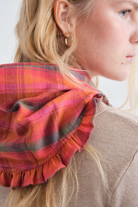 Compania Fantastica Pink Plaid Scarf