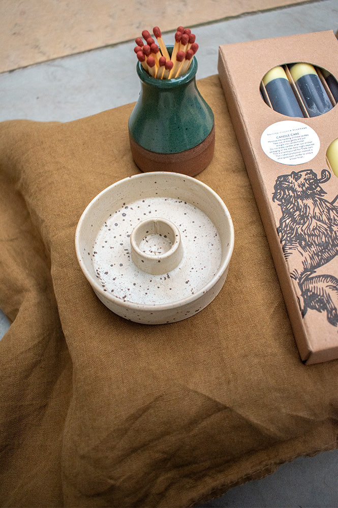 St. Eval Speckled Stone Candle Holder - The Mercantile London