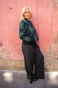 Yerse Green And Navy Argyle Cardigan