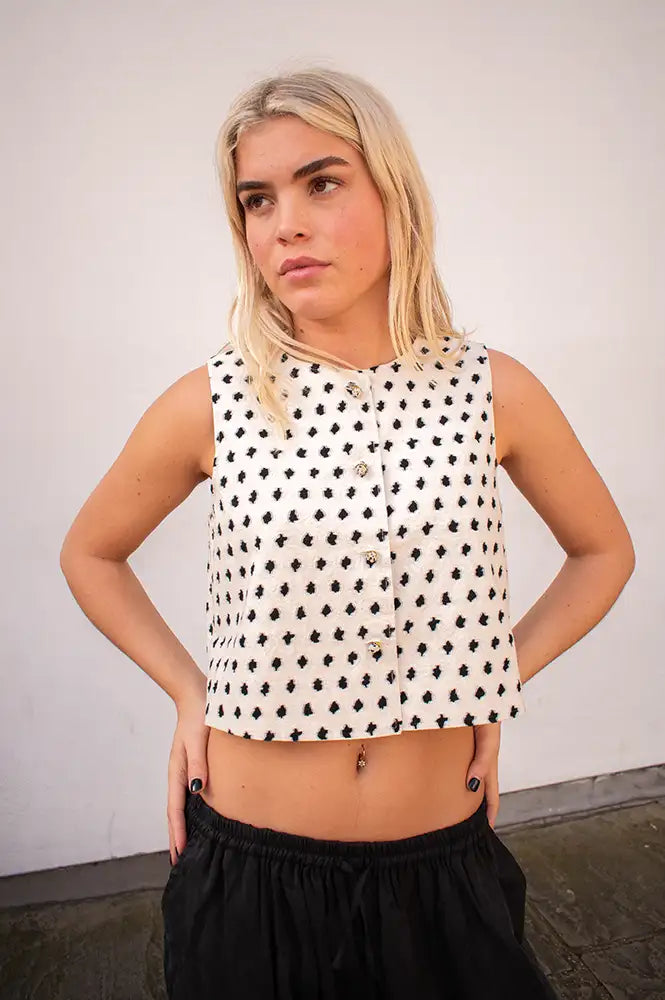 FRNCH Nautilus Dotted Vest Top - The Mercantile London