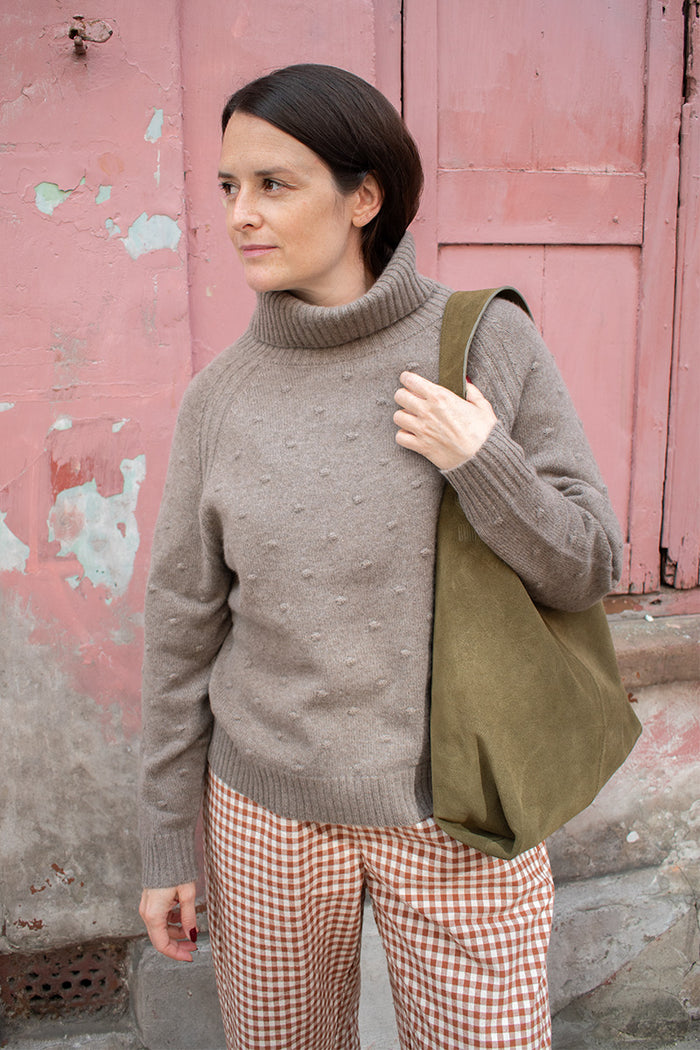 Loop Dorothy Walnut Bobble Roll Neck Sweater - The Mercantile London