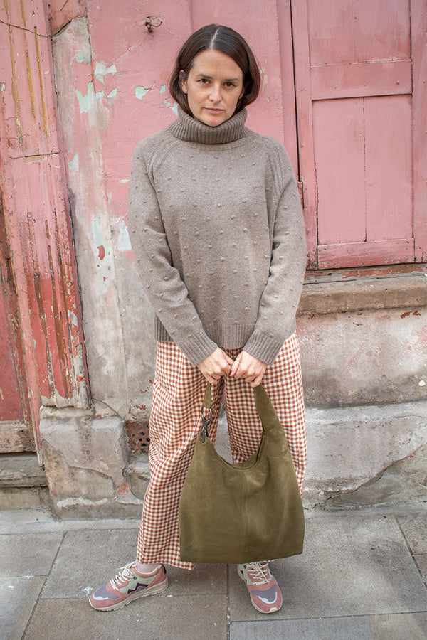 Loop Dorothy Walnut Bobble Roll Neck Sweater - The Mercantile London