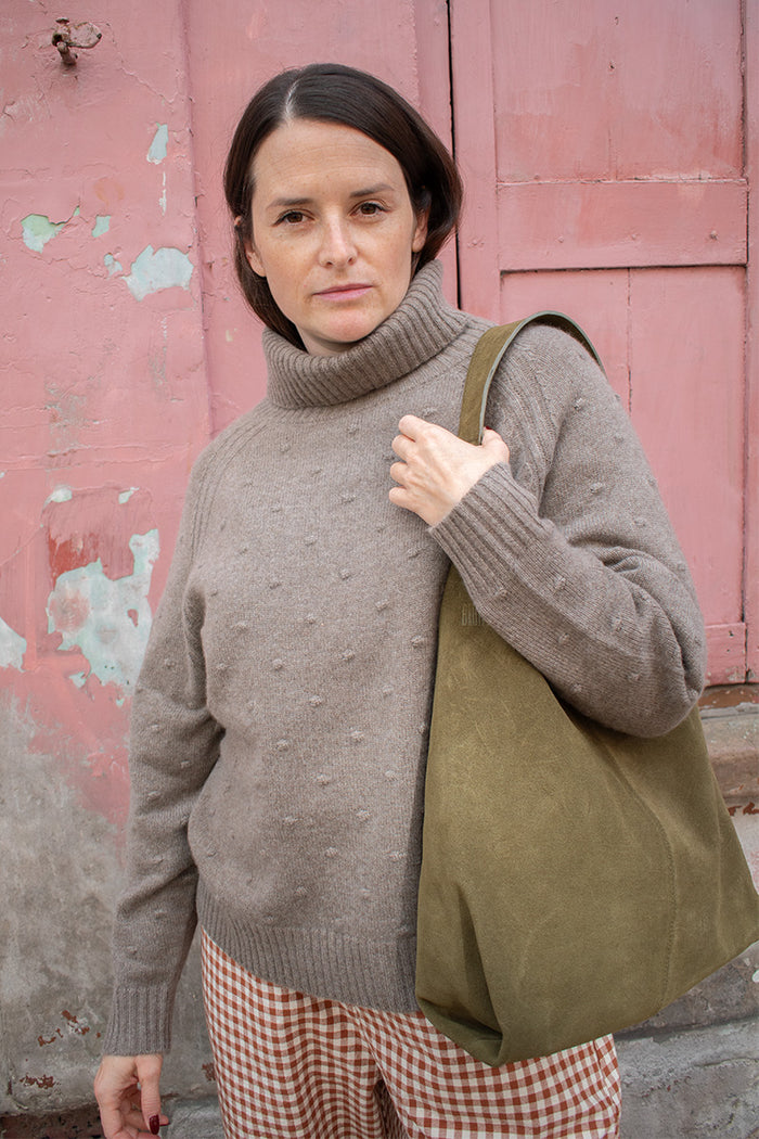 Loop Dorothy Walnut Bobble Roll Neck Sweater - The Mercantile London