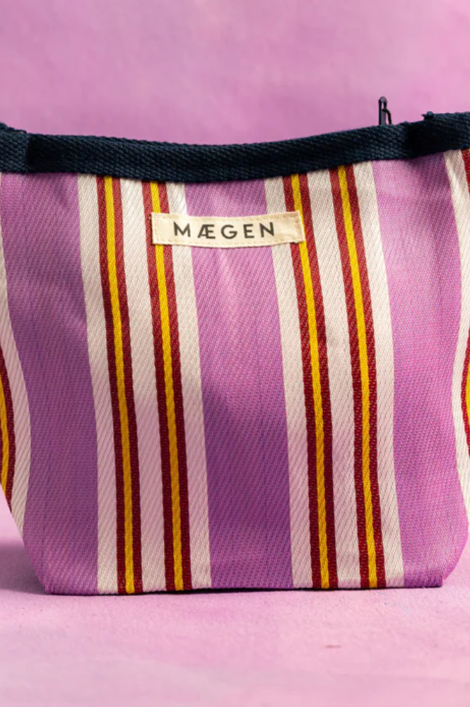 MAEGEN Navy, Pink & Red Striped Pouch