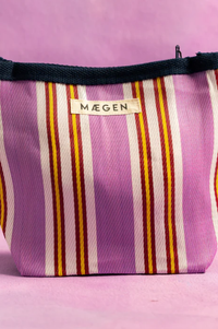 MAEGEN Navy, Pink & Red Striped Pouch
