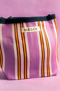 MAEGEN Navy, Pink & Red Striped Pouch