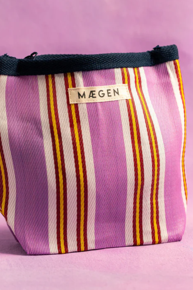 MAEGEN Navy, Pink & Red Striped Pouch