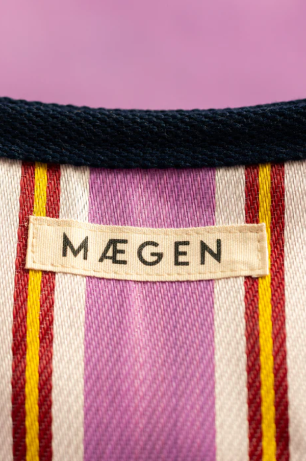 MAEGEN Navy, Pink & Red Striped Pouch
