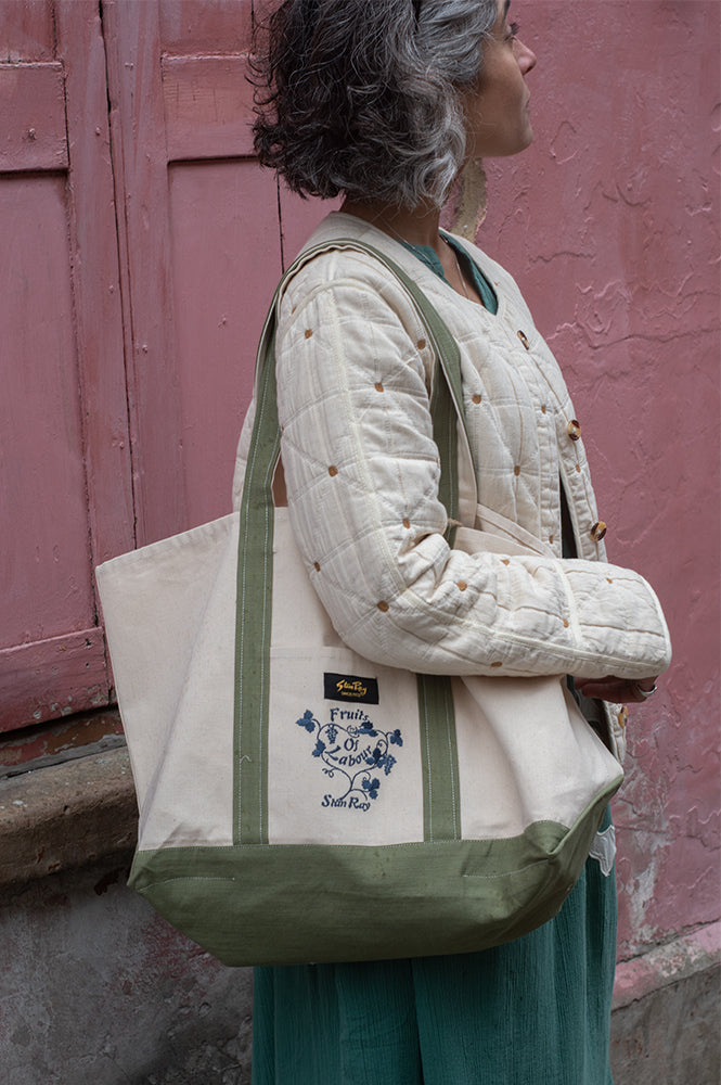 Stan Ray Natural & Olive Sateen Boat Tote Bag - The Mercantile London