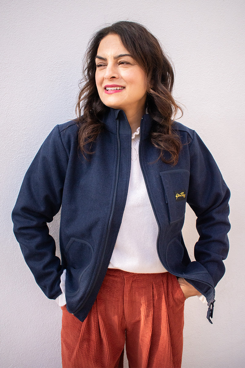 Stan Ray Heather Navy Wool Fleece Jacket - The Mercantile London