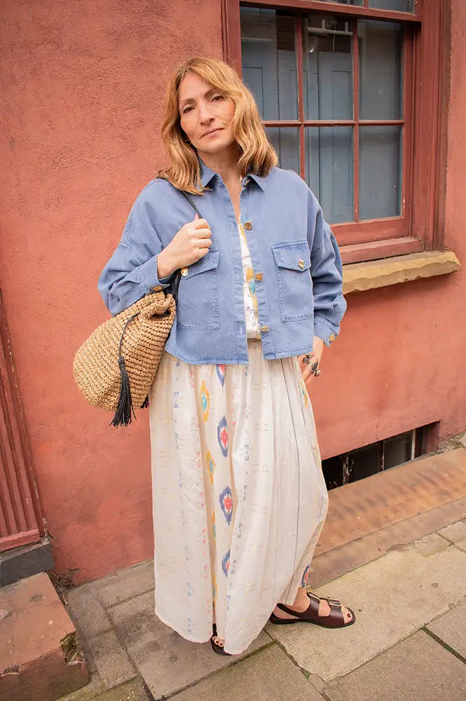 Stella Forest Kaia Ecru Multi Skirt - The Mercantile London