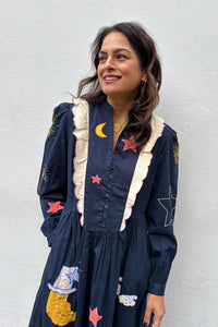 Stella Nova Navy Bead Embellished Midi Dress - The Mercantile London