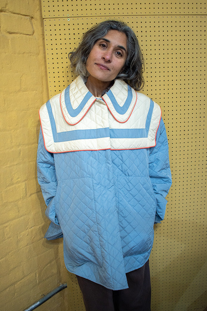 Stella Nova Oversize Sailor Quilted Lovely Blue Coat - The Mercantile London