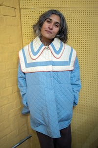 Stella Nova Oversize Sailor Quilted Lovely Blue Coat - The Mercantile London