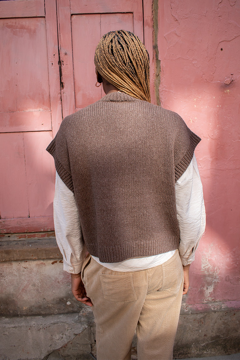 Stella Nova Brown Cable Knit Vest - The Mercantile London