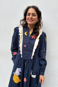 Stella Nova Navy Bead Embellished Midi Dress - The Mercantile London