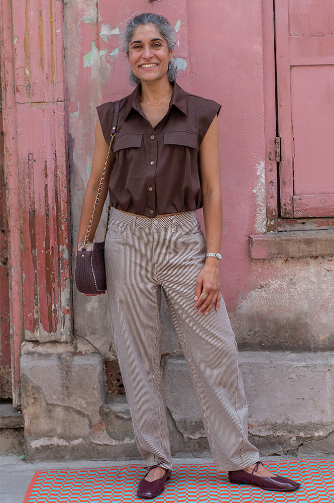 ICHI Stella Chestnut Sleeveless Shirt - The Mercantile London