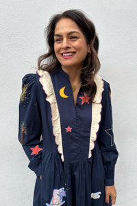 Stella Nova Navy Bead Embellished Midi Dress - The Mercantile London