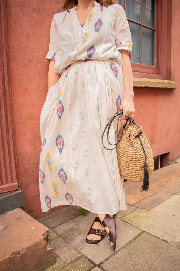 Stella Forest Kaia Ecru Multi Skirt - The Mercantile London