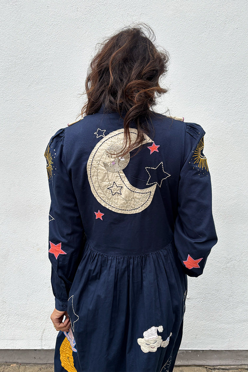 Stella Nova Navy Bead Embellished Midi Dress - The Mercantile London