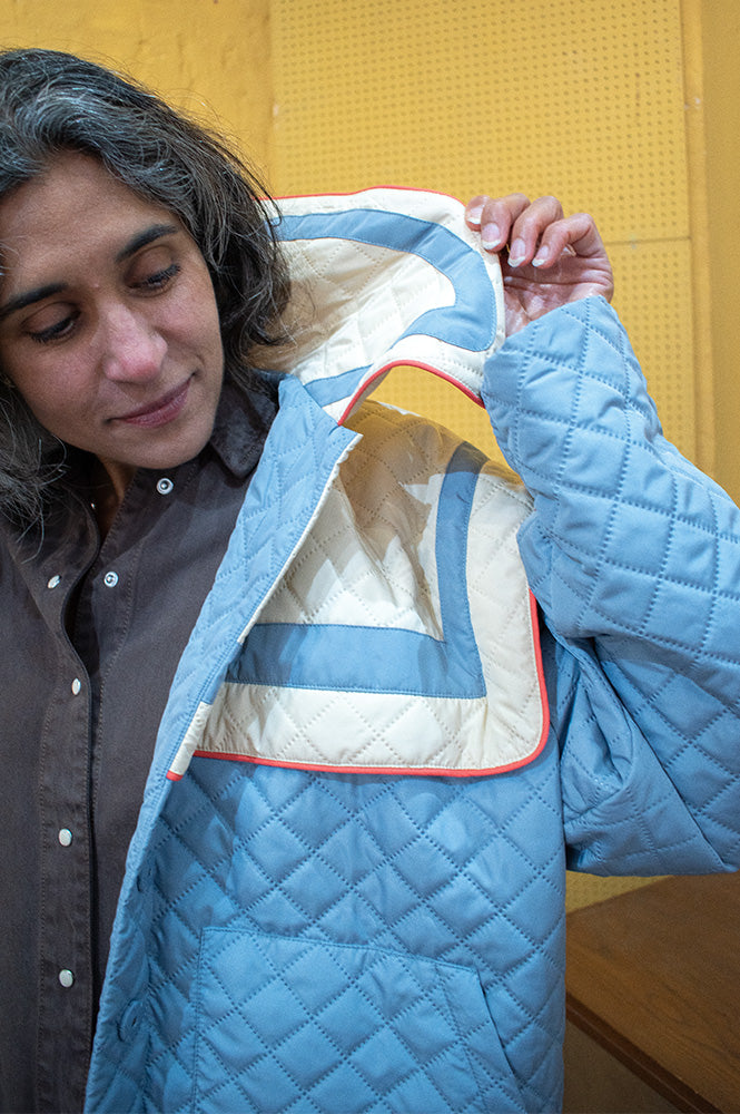 Stella Nova Oversize Sailor Quilted Lovely Blue Coat - The Mercantile London