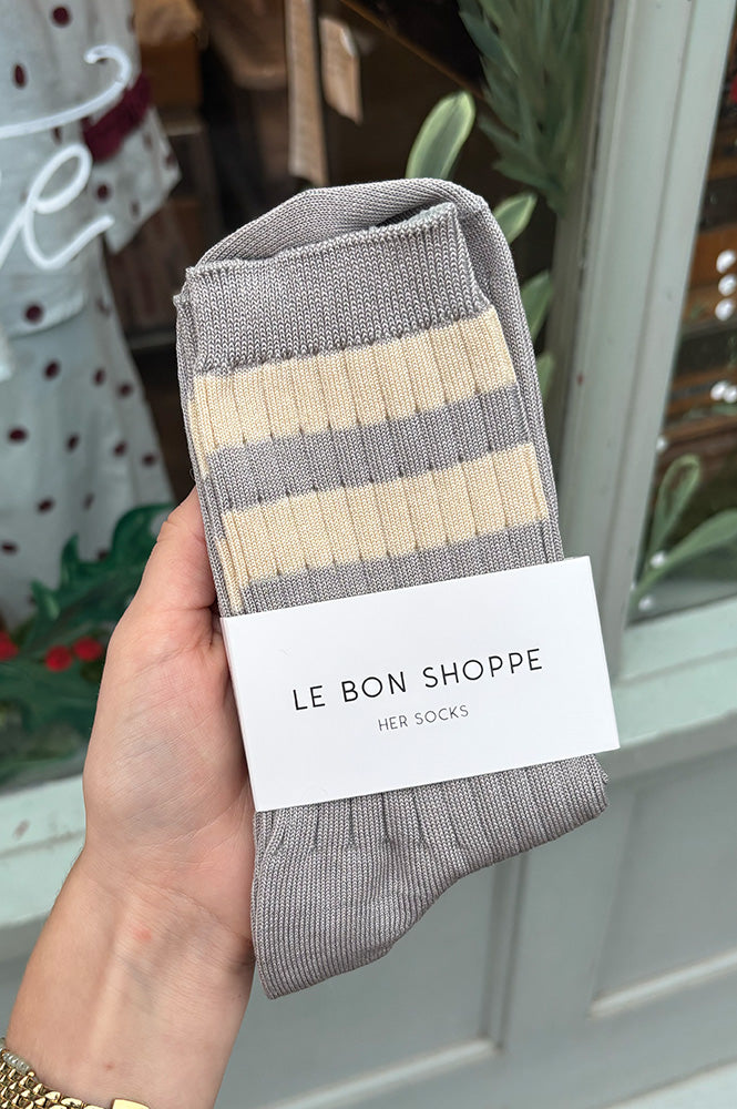 Le Bon Shoppe Her Varsity Stone White Socks