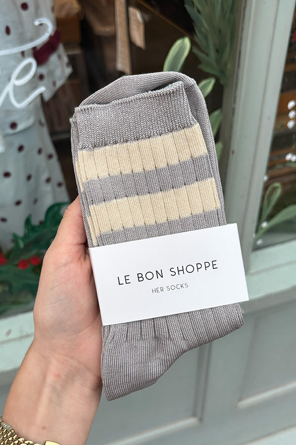 Le Bon Shoppe Her Varsity Stone White Socks