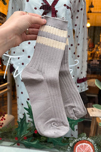 Le Bon Shoppe Her Varsity Stone White Socks