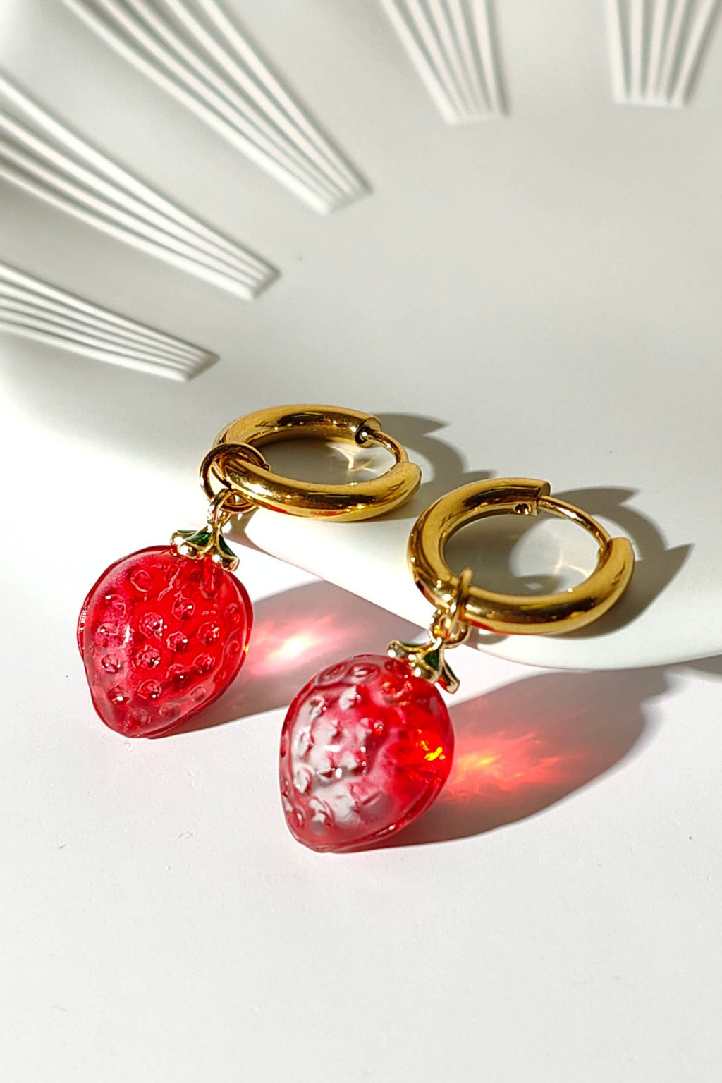 Vachana Red Strawberry Hoop Earrings - The Mercantile London