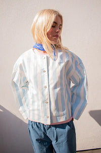 The Tiny Big Sister Baby Blue Striped Jacket - The Mercantile London